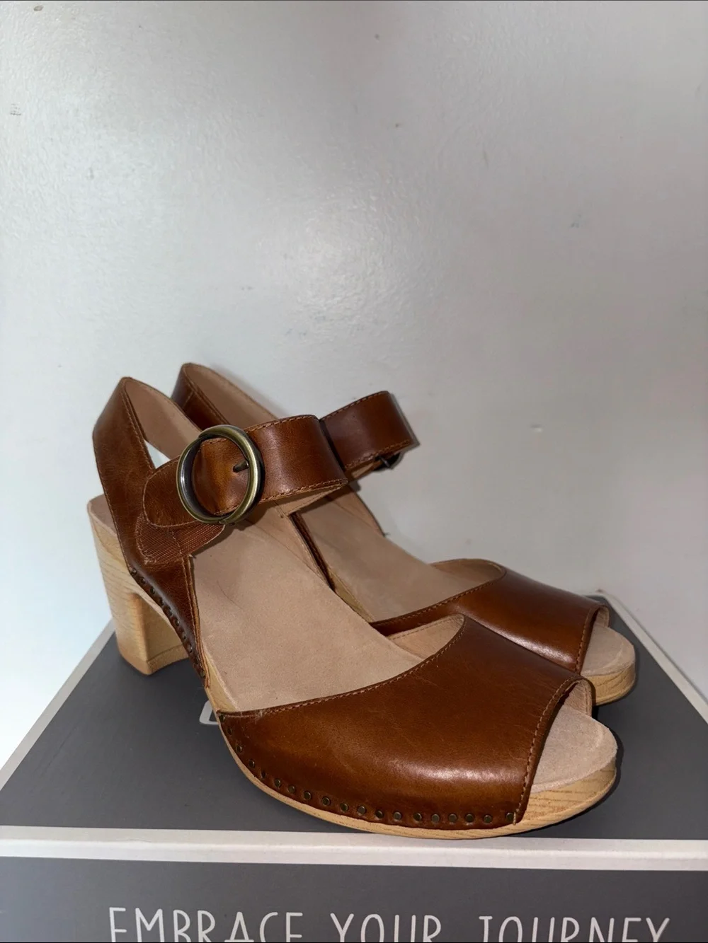 Women's Dansko Brown Leather Slingback Sandals with Block Heel size 41